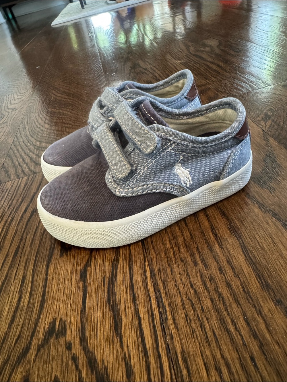 Polo Ralph Lauren Kids Blue Gray Canvas Velcro Sneakers